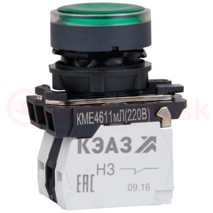 КМЕ4622мЛ-24В-зеленый-2но+2нз-цилиндр-индикатор-IP65