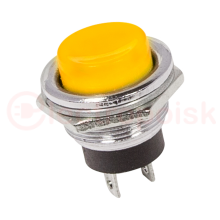 Выключатель-кнопка  металл 250V 2А (2с) (ON)-OFF  ?16.2  желтая  REXANT