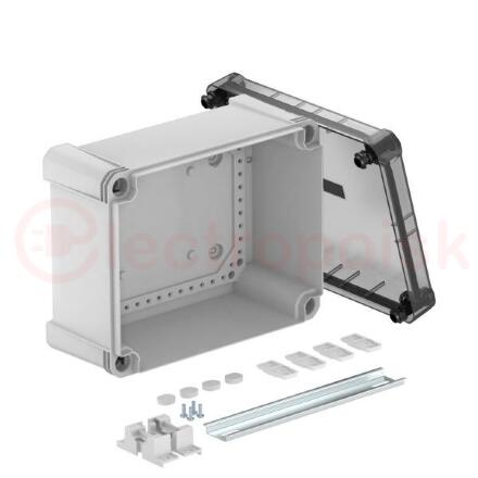 Распределительная коробка X16C, IP 67, 241x191x126 мм,сплошная стенка, прозрачная крышка, DIN-рейка