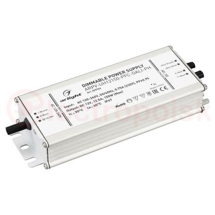 Блок питания ARPV-UH12150-PFC-DALI-PH (12V, 12.5A, 150W) (ARL, IP67 Металл, 7 лет)