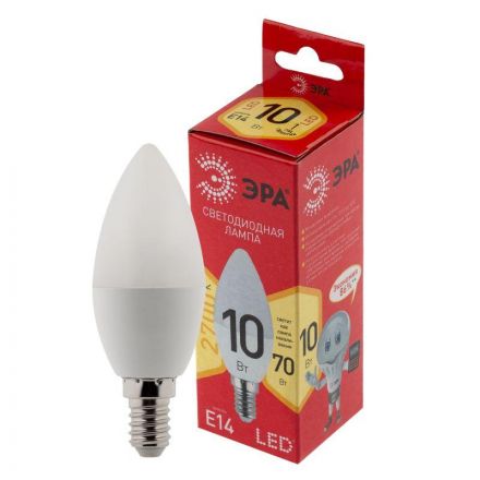 Лампа светодиодная LED B35-10W-827-E14 R (диод  свеча  10Вт  тепл  E14) (10/100/3500) ЭРА