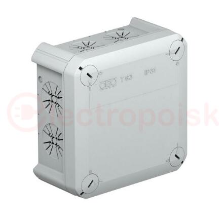 Коробка распаячная T60 114x114x57 вводы для разгрузки натяжения