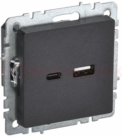 BRITE Роз. USB A+C 18Вт РЮ11-1-БрЧ черн. IEK