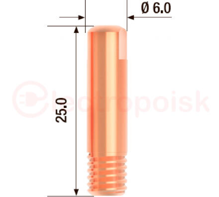 Наконечник контактный M6х25 мм ECU D 0.9 мм (25 шт.)