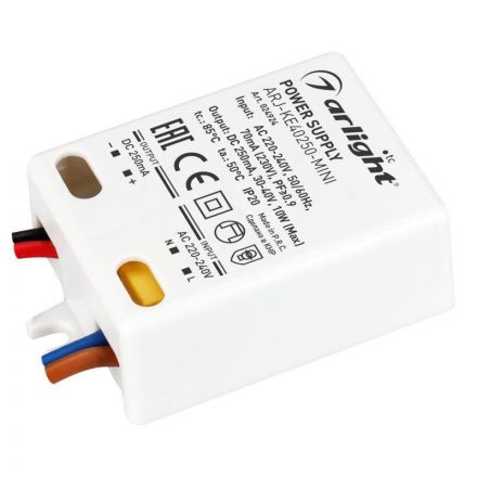 Блок питания ARJ-KE40250-MINI (10W, 250mA, PFC) (ARL, IP20 Пластик, 5 лет)