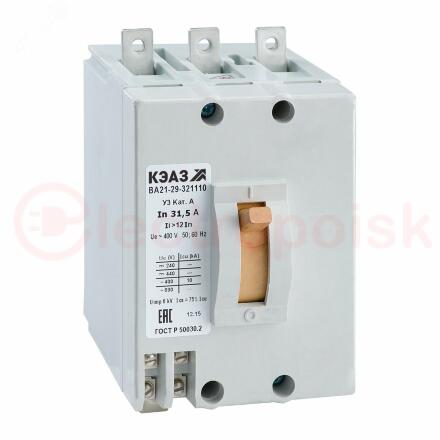 Выключатель автоматический ВА21-29-321110-4А-3Iн-380AC-У3