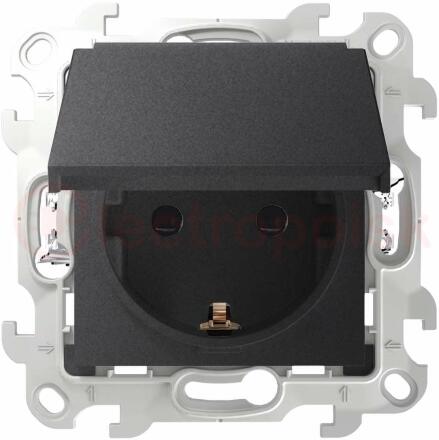 Розетка 2К+З IP44 Push&Go, графит