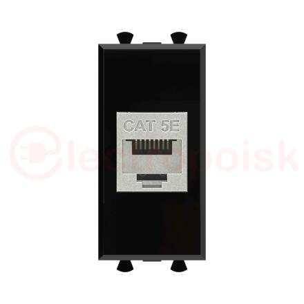 Avanti Компьютерная розетка RJ-45 без шторки      модульная, кат.5е экранированная, Черный квадрат 1модуль