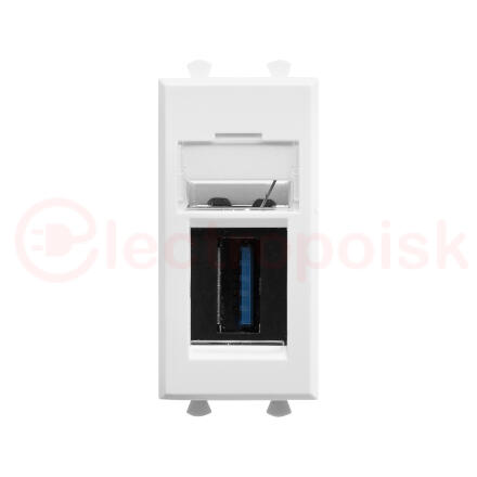 Avanti USB 3.0 розетка ''Белое облако'' модульная, тип А-А, 1 модульная