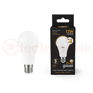 Лампа светодиодная LED 12 Вт 1140 Лм 3000К теплая Е27 A60 шаг. диммирование Black Gauss