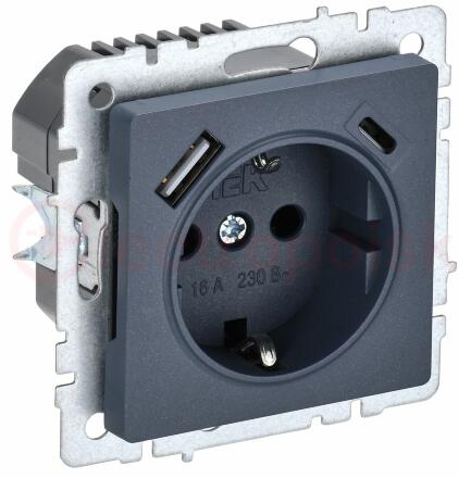 BRITE Роз. с з/к/ш 16А с USB A+C 18Вт РЮш11-1-БрМ мар. IEK