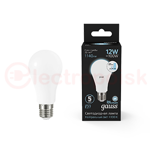 Лампа светодиодная LED 12 Вт 1140 Лм 4100К белая Е27 A60 шаг. диммирование Black Gauss