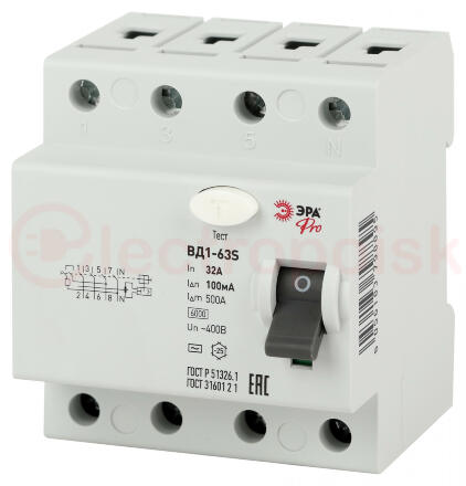 УЗО ЭРА PRO NO-902-154 ВД1-63S 3P+N 32А 100мА