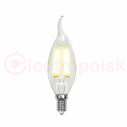 Лампа светодиодная LED 5вт 200-250В свеча на ветру диммируемая 450Лм Е14 4000К Uniel Air филамент